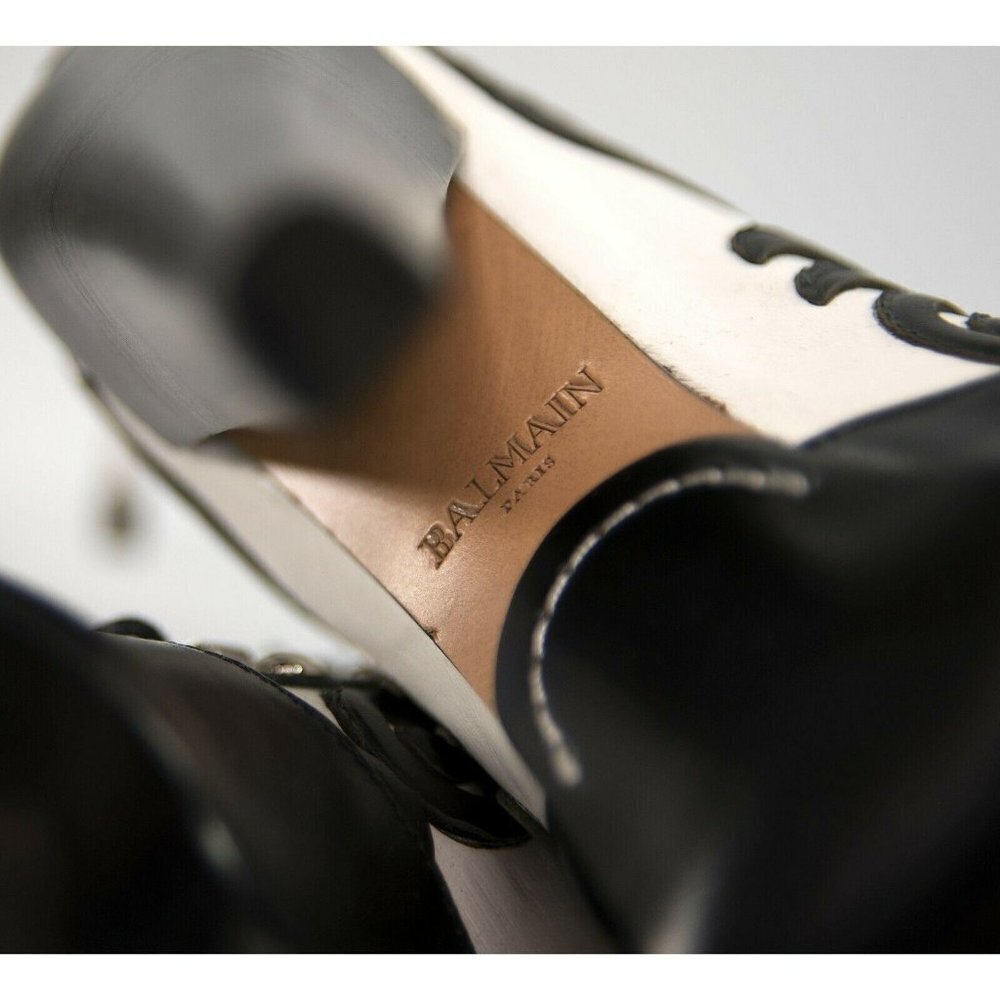 Balmain Floral Tooled Leather Lace Up Boots 37 - Picture 8 of 11